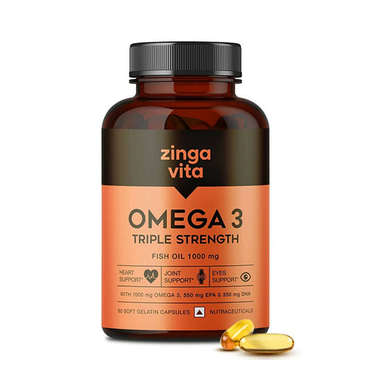 Zingavita Triple Strength Omega 3 Fish Oil 1000 mg Softgel Capsules | Swadesiicart