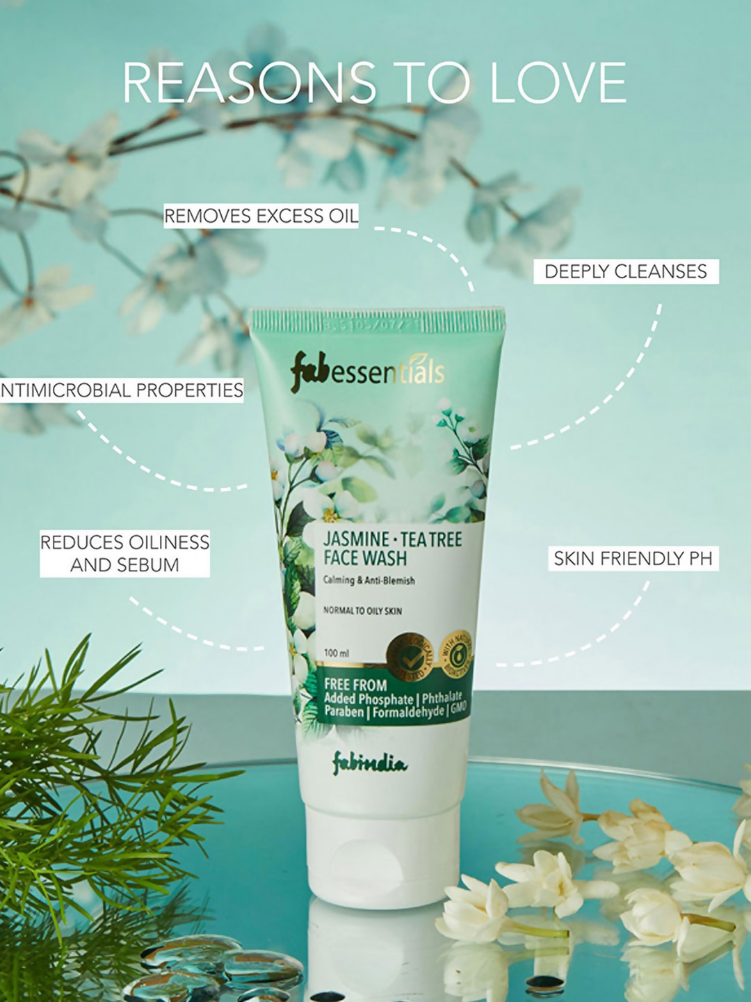 Fabessentials Jasmine Tea Tree Face Wash - Swadesiicart