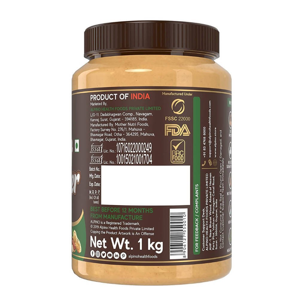 Alpino Natural Peanut Butter Crunch Unsweetened | Swadesiicart
