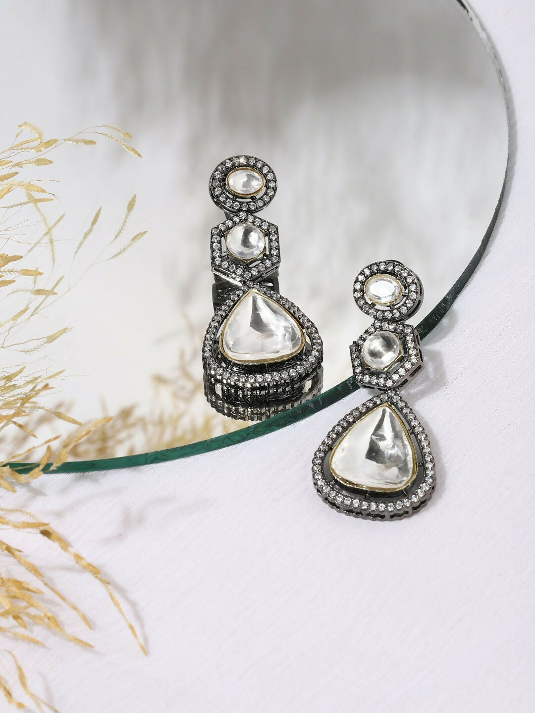 Zircon & Kundan Danglers- Ruby Raang