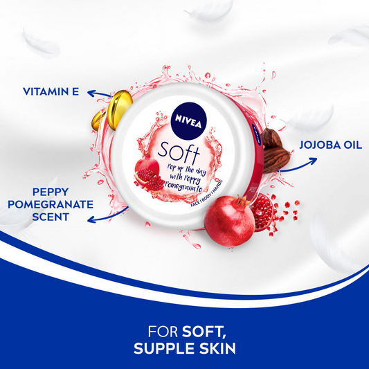 Nivea Soft Light Moisturizer Cream Peppy Pomegranate For Hands And Body - Swadesiicart