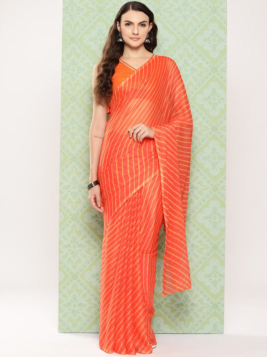 Ahalyaa Leheriya Poly Chiffon Saree | Swadesiicart