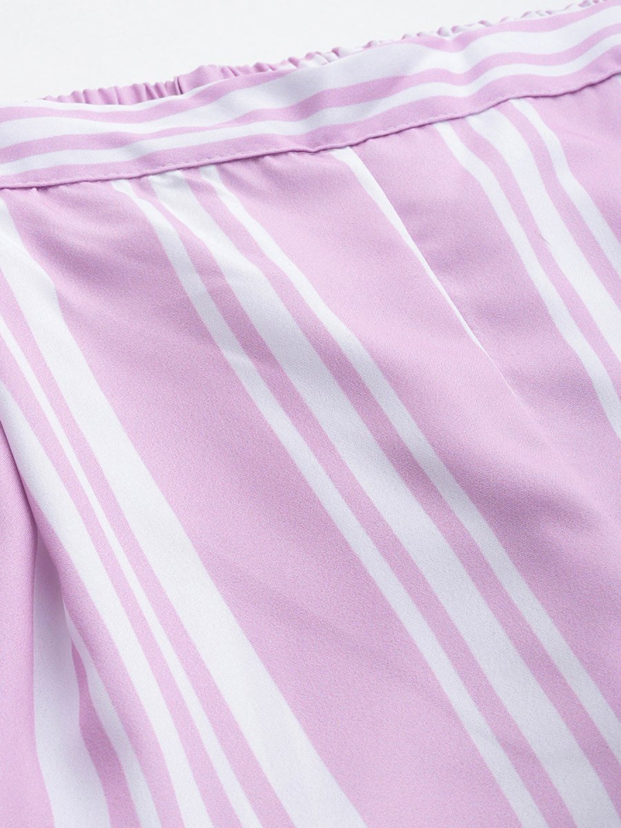 Ahalyaa Plus Size Striped Tunic with Palazzos | Swadesiicart