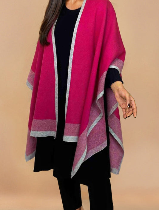 trueBrowns Pink Woollen Kaftan Cape | Swadesiicart