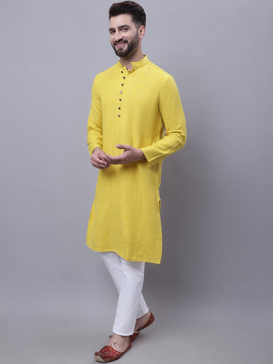 Even Apparels Yellow Pure Cotton Kurta With Band Collar | Swadesiicart