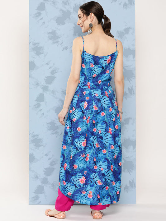 InWeave Women's Blue Pink Japanese Art Strappy Set - Swadesiicart