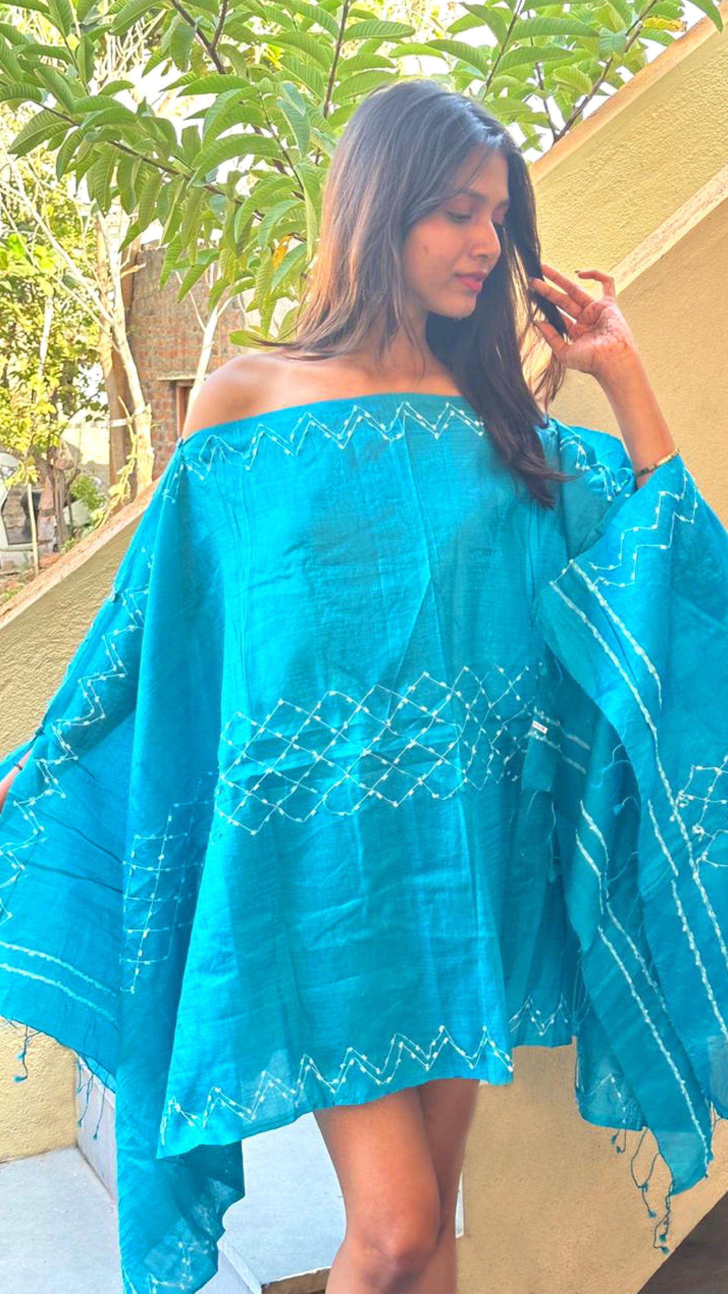 Noroke True Blue Silk Beachwear Cover Up | Swadesiicart
