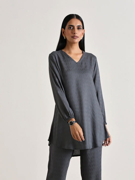 trueBrowns Grey Short Co-Ord Set - Swadesiicart