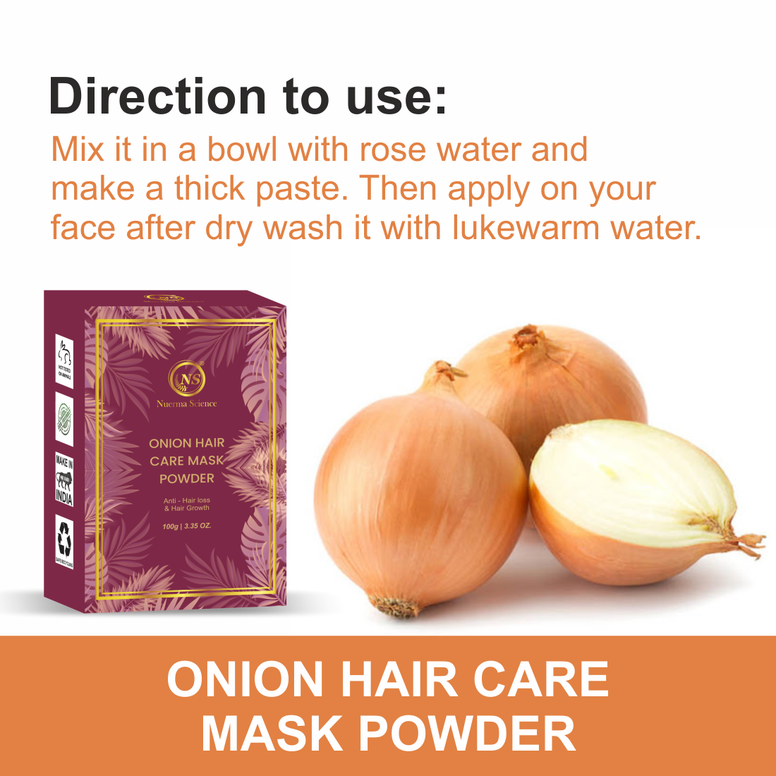Nuerma Science Onion Powder For Hair Mask | Swadesiicart
