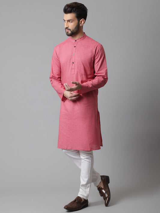 Even Apparels Rust Pure Cotton Kurta With Band Collar | Swadesiicart
