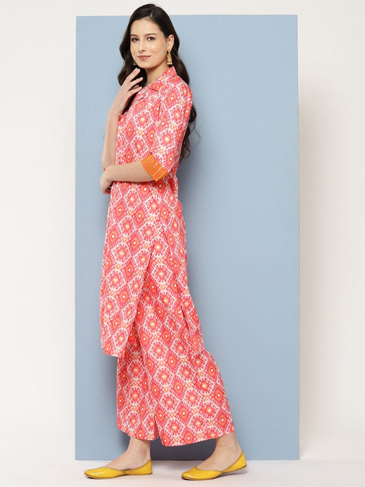 Ahalyaa Women Ethnic Motifs Printed Regular Gotta Patti Kurta with Palazzos | Swadesiicart