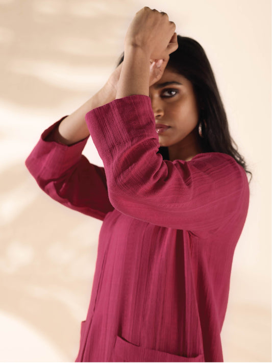 trueBrowns Carrot Cotton Dobby Pocket Dress | Swadesiicart