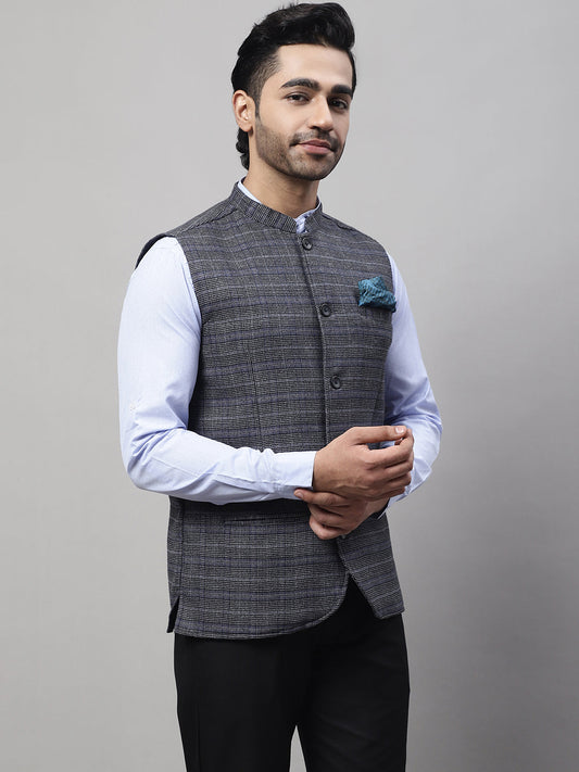 Even Apparels Men's Grey Nehru Jacket With Welt Pockets | Swadesiicart