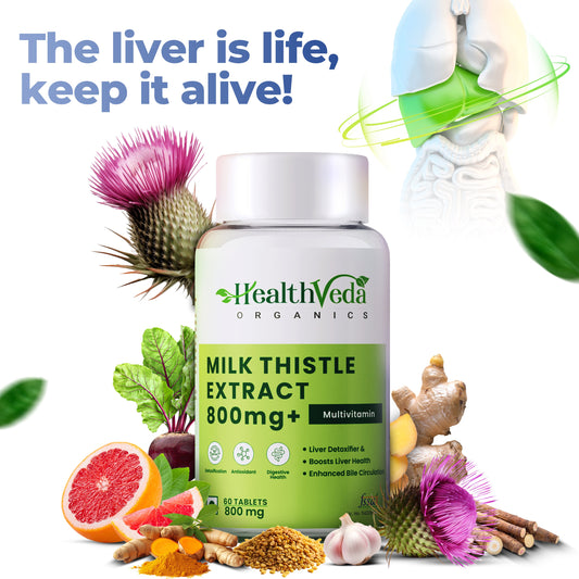 Health Veda Organics Milk Thistle Tablets - Swadesiicart