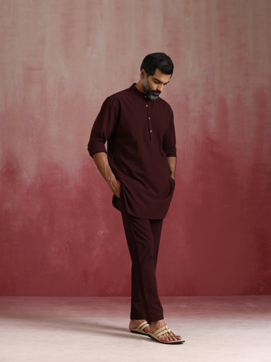 trueBrowns Men's Cola Cotton Mandarin Collar Kurta Co-ord set - Swadesiicart