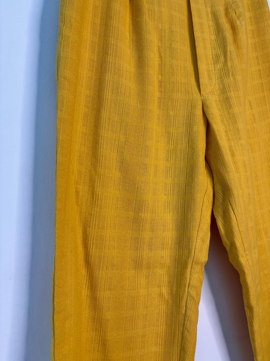 trueBrowns Mustard Gauze Dobby Pant | Swadesiicart