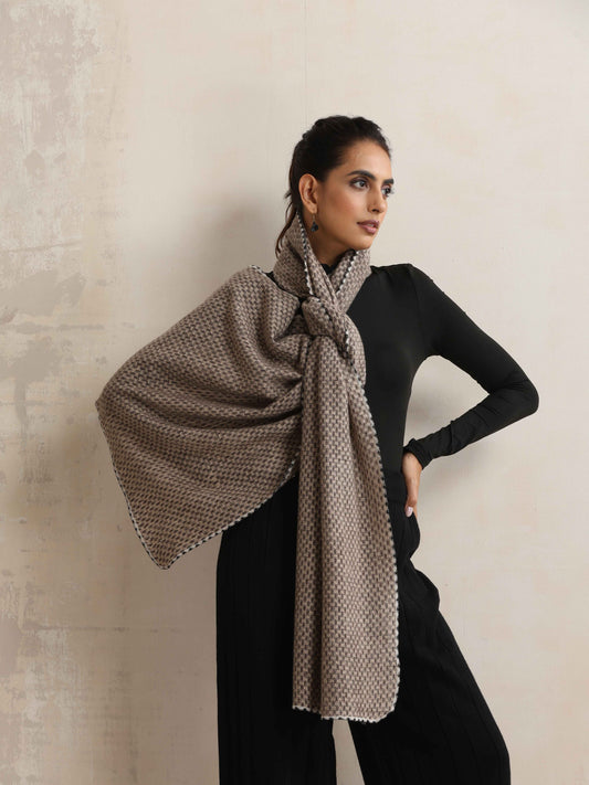trueBrowns Grey Check Woollen Stole | Swadesiicart