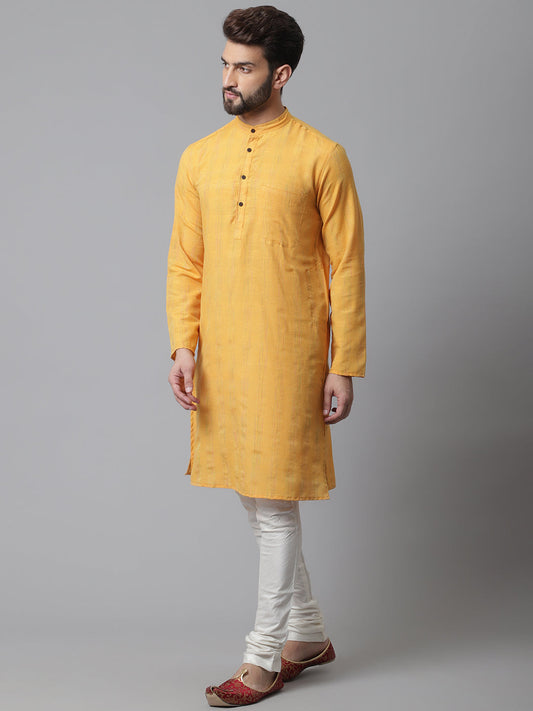 Even Apparels Yellow Kurta With Band Collar | Swadesiicart
