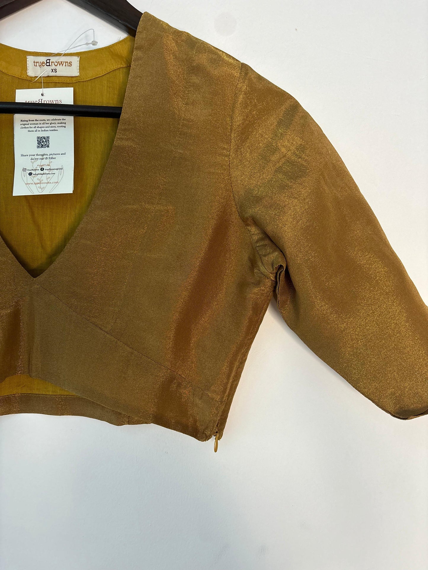 trueBrowns Gold Tissue Blouse | Swadesiicart