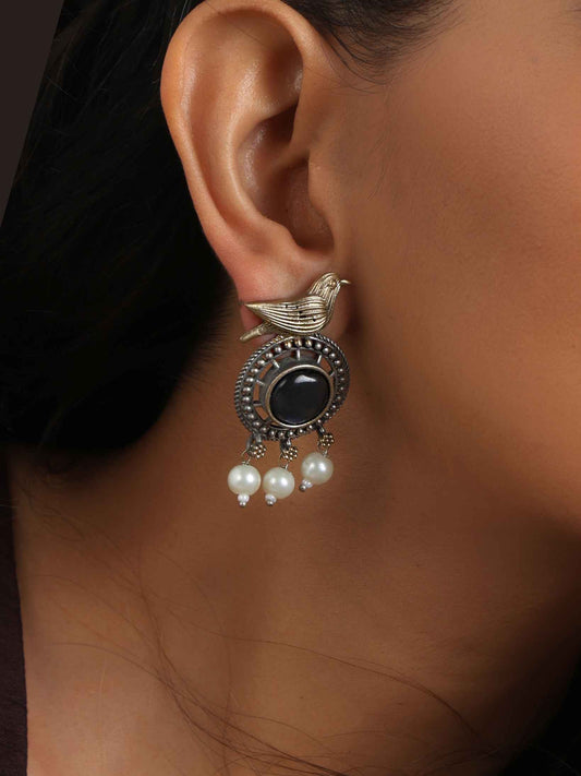 trueBrowns Silver Gold Tone Bird Stud Earrings | Swadesiicart