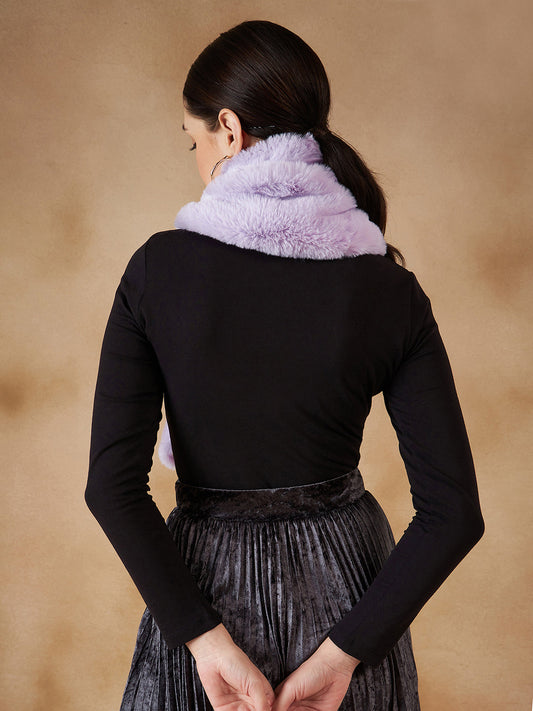 InWeave Women's Light Mauve Faux Fur Neck Warmer - Swadesiicart