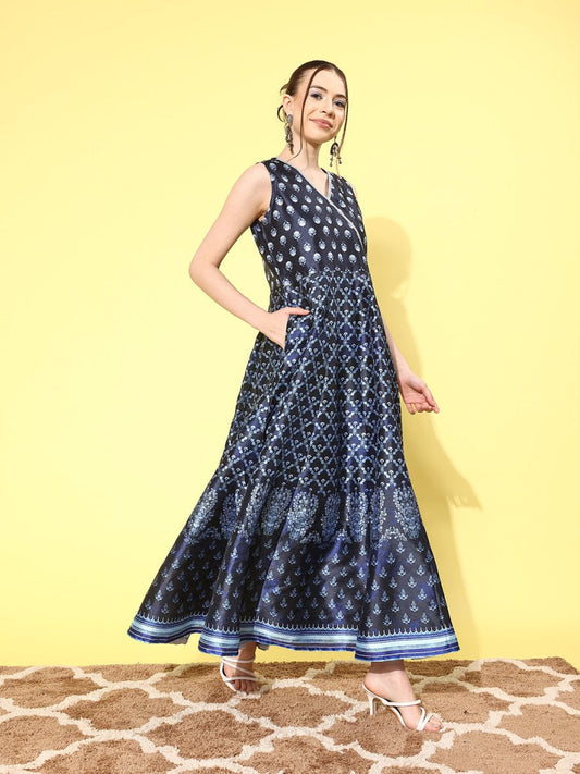 Ahalyaa Floral Printed Maxi Ethnic Dress | Swadesiicart