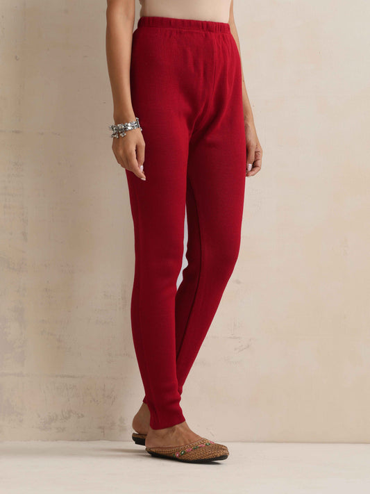 trueBrowns Maroon Woollen Leggings | Swadesiicart