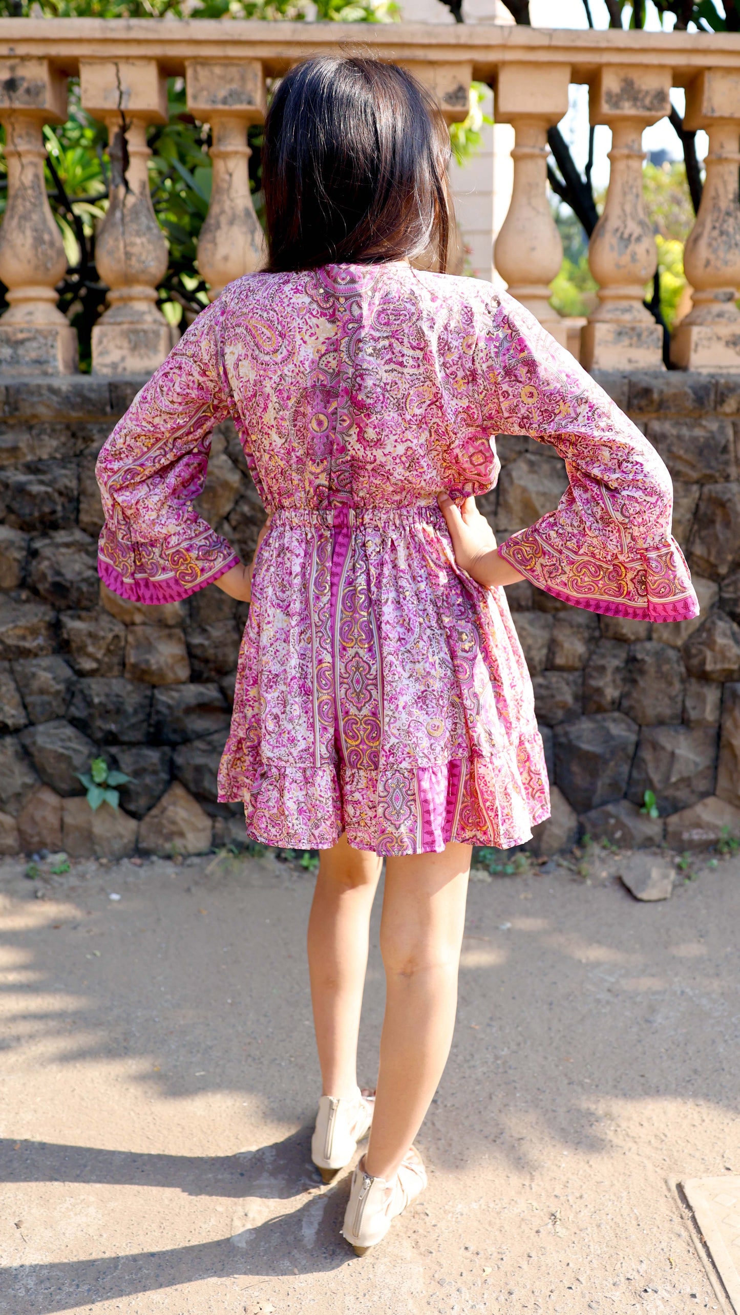 Noroke Purple Vintage Printed Beachwear Cover-Up Kimono | Swadesiicart