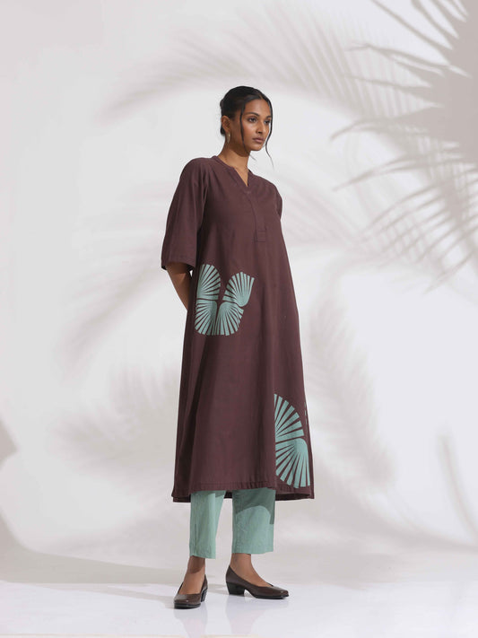 trueBrowns Cola Cotton Print Flared Kurta Set | Swadesiicart
