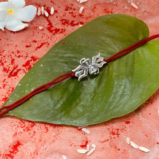 trueBrowns 925 Sterling Silver Lord Shiva Trishul Thread Rakhi | Swadesiicart