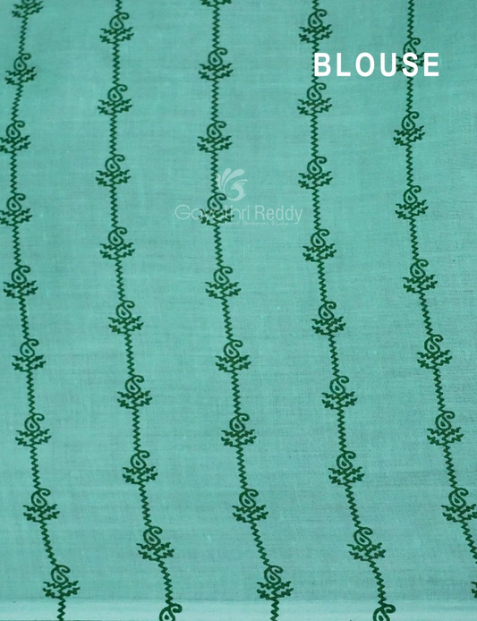 Tomato Red Colour Block Print Pure Mulmul Cotton Saree By Gayathri Reddy Designer Studio | Swadesiicart