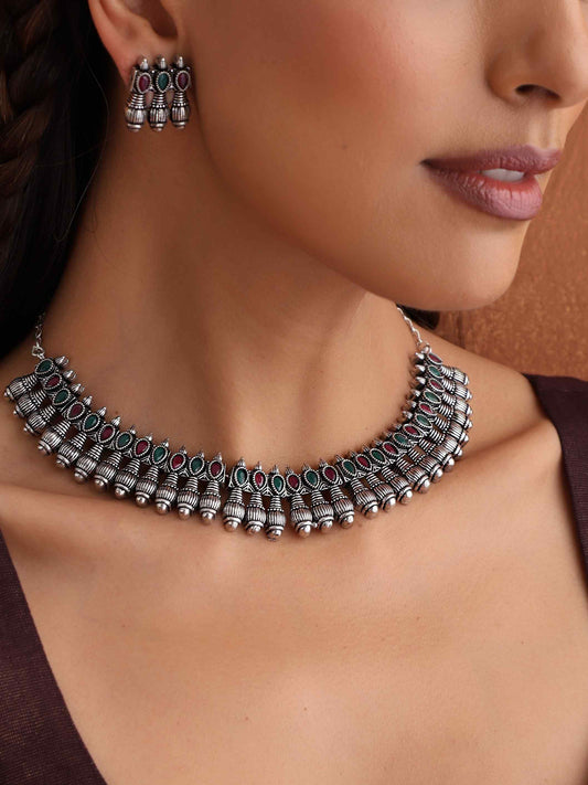 trueBrowns Silver Tone Necklace Set - Swadesiicart