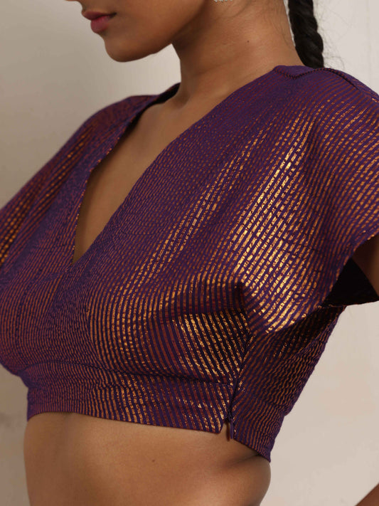 trueBrowns Purple Gold Metallic Blouse | Swadesiicart