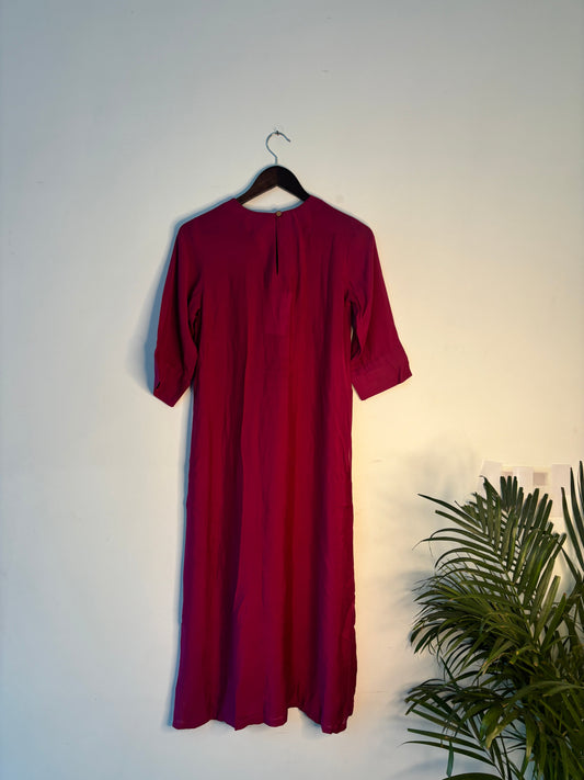 trueBrowns Pink Muslin Long Kurta | Swadesiicart