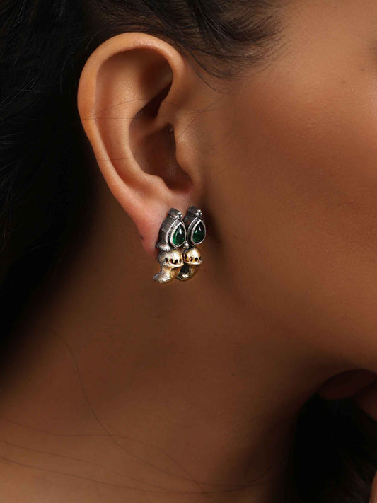 trueBrowns Silver Gold Tone Stud Earrings | Swadesiicart