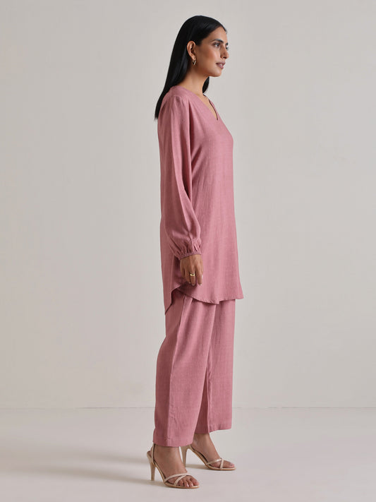 trueBrowns Mauve Short Co-Ord Set - Swadesiicart