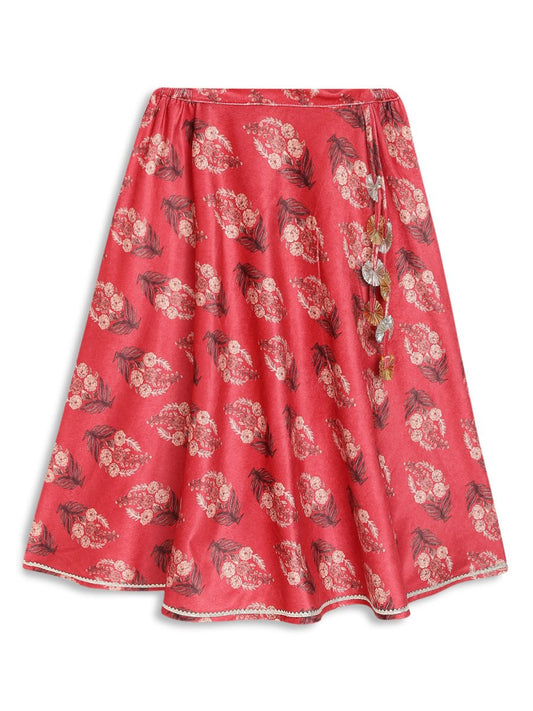 Ahalyaa Girls Floral Printed Velvet Ready to Wear Kids Lehenga Choli | Swadesiicart