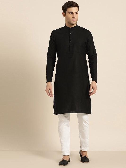 Sojanya Men Black Solid Straight Kurta | Swadesiicart