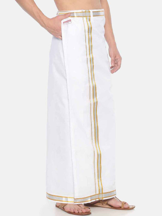 Sethukrishna Men White Solid Readymade Pocket Dhoti | Swadesiicart