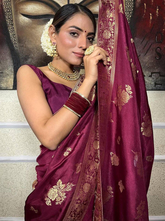 Kalini Woven Design Zari Banarasi Saree | Swadesiicart