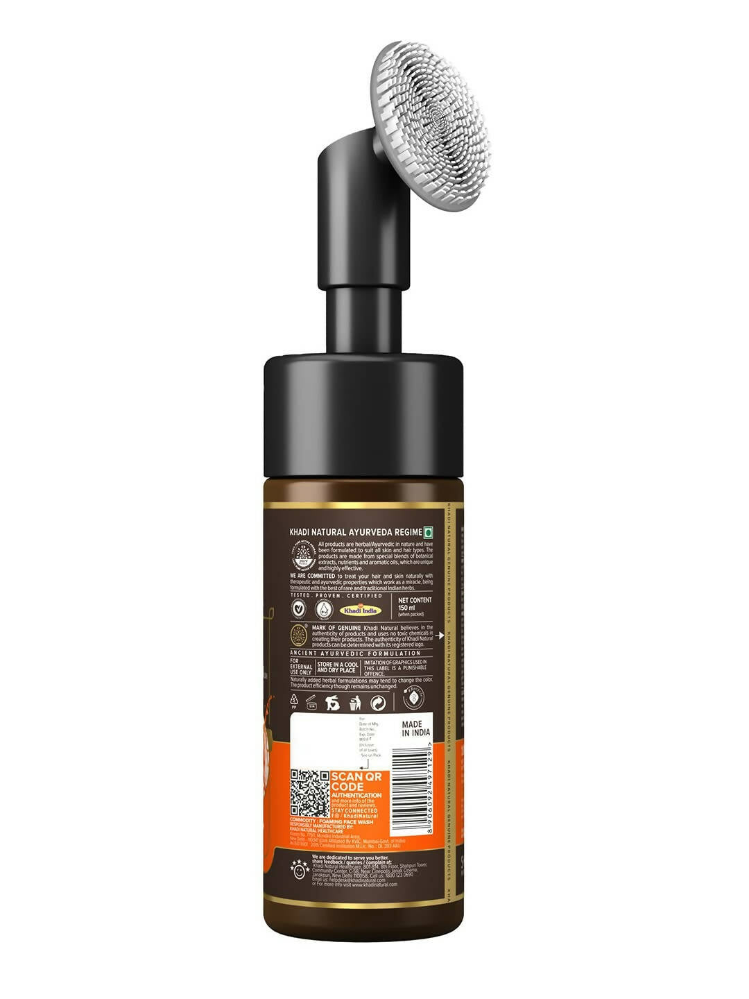 Khadi Natural Vitamin C Foaming Face Wash with In- Built Face Brush - Swadesiicart