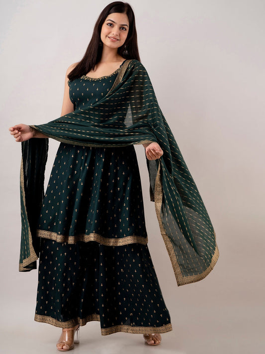 Kalini Women Floral Embroidered Kurta With Sharara & Dupatta | Swadesiicart