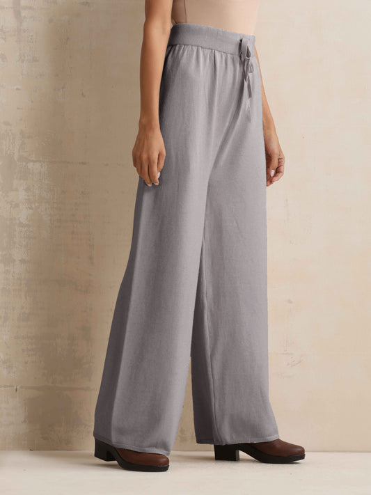 trueBrowns Grey Woollen Flared Pants | Swadesiicart