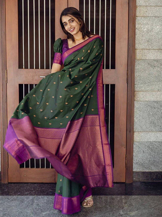 Kalini Ethnic Motifs Woven Design Zari Silk Blend Banarasi Saree | Swadesiicart