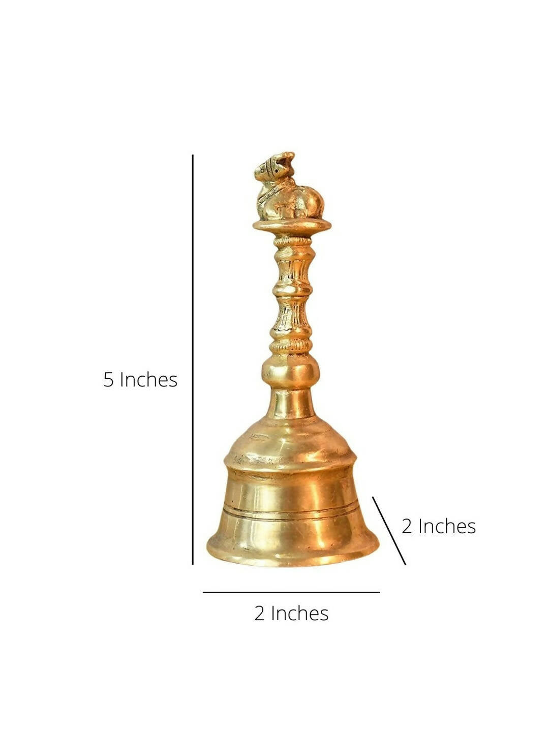 CraftVatika Gold-Toned Brass Hand Held Pooja Bell | Swadesiicart