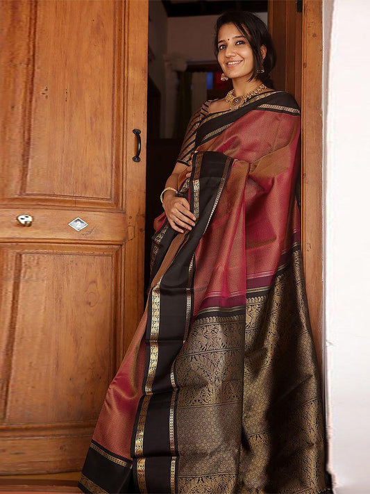 Kalini Floral Woven Design Zari Banarasi Saree | Swadesiicart