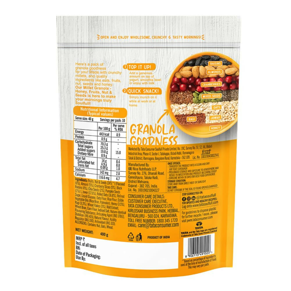 Tata Soulfull Millet Granola (Honey, Fruits, Nuts & Seeds) - Swadesiicart