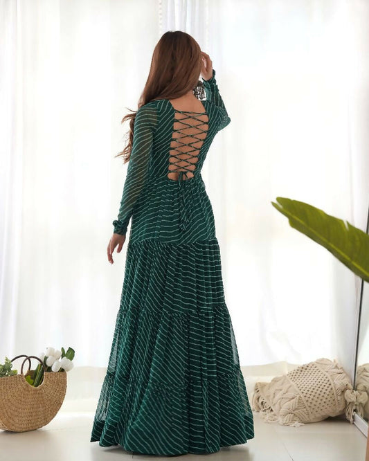 Joban Fashion Bottle Green Kurta Set Chanderi Sequence Embroidery Work
