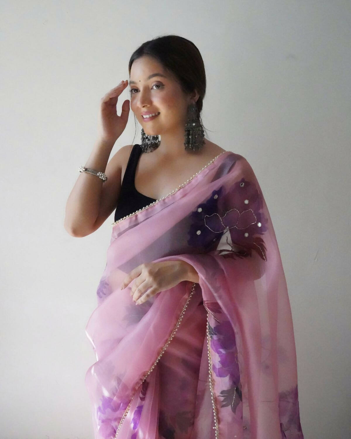 Vamsee Pink Organza Saree - Swadesiicart
