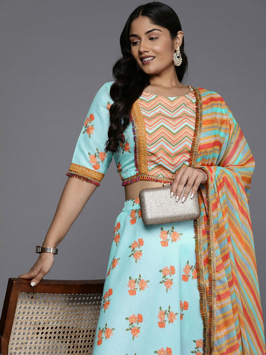 Ahalyaa Women's Traditional wear Lehenga Choli - Blue | Swadesiicart
